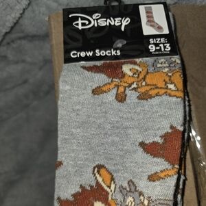 Disney Gray Crew Socks with Brown and Orange Characters